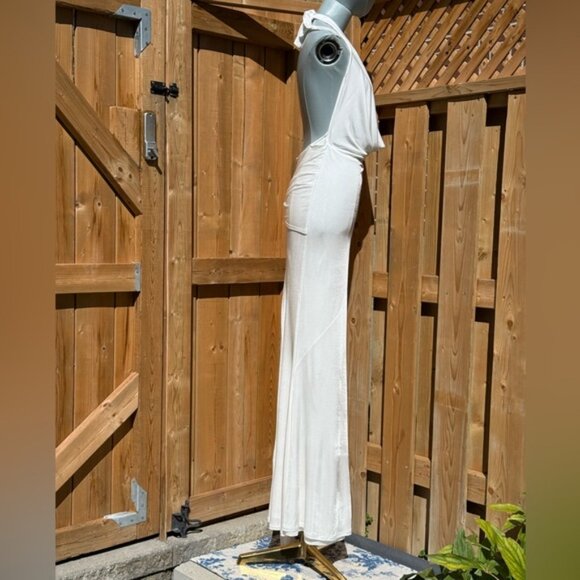 🆕 RAT & BOA 🧿 NWOT Winona White Slinky Cowl Neck Jersey Gown, Sz XS - Picture 8 of 16